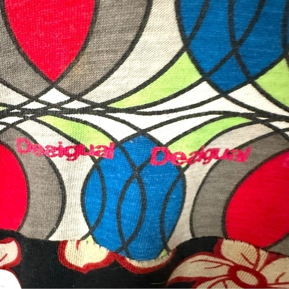 Desigual A Line Dress XS Vintage Y2K Patchwork Sequin Butterfly Plunge V Neck - Picture 10 of 14